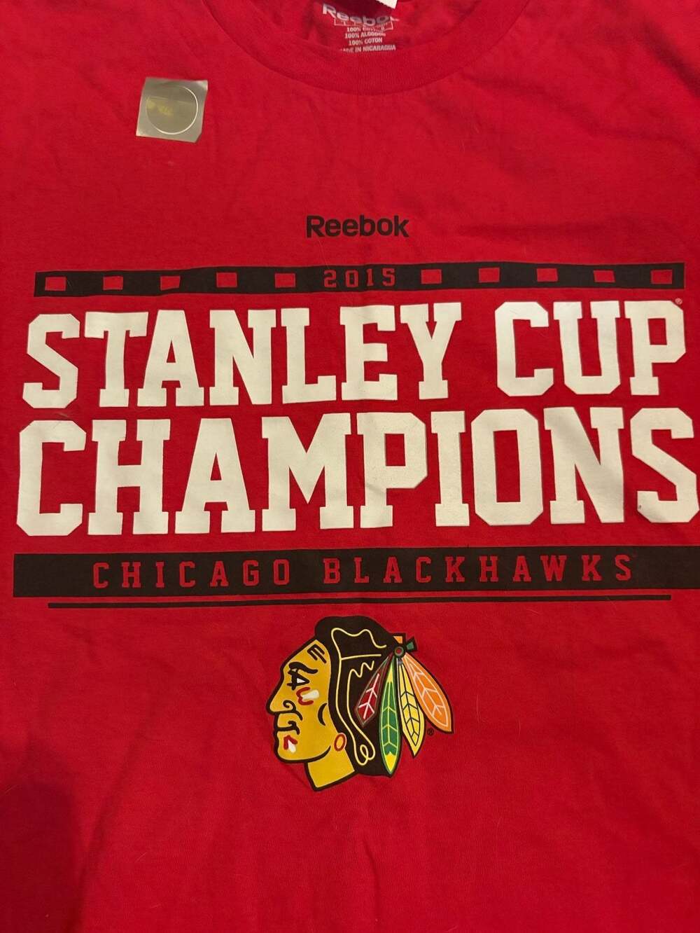 NWT Reebok Chicago Blackhawks 2015 Stanley Cup Champions T-Shirt Size L